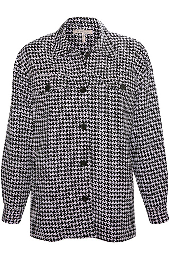 BCBGeneration Woven Houndstooth Long Jacket Slide 1