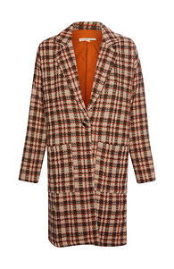 Single Button Plaid Coat Slide 1