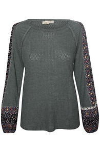 Mixed Fabric Printed Top Slide 1