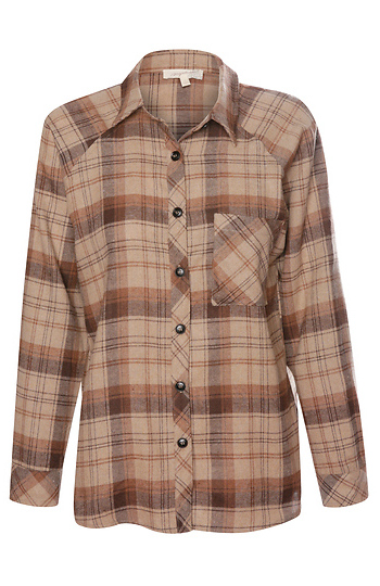 Button Front Plaid Shirt Slide 1