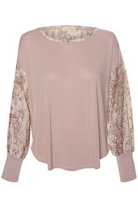 Mixed Fabric Printed Top Slide 1