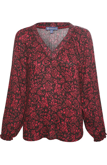 Democracy V-Neck Floral Paisley Print Blouse Slide 1