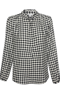 Beach Lunch Lounge 3/4 Button Front Plaid Top Slide 1