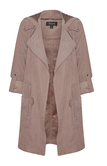 Long Hooded Peach Skin Jacket Slide 1