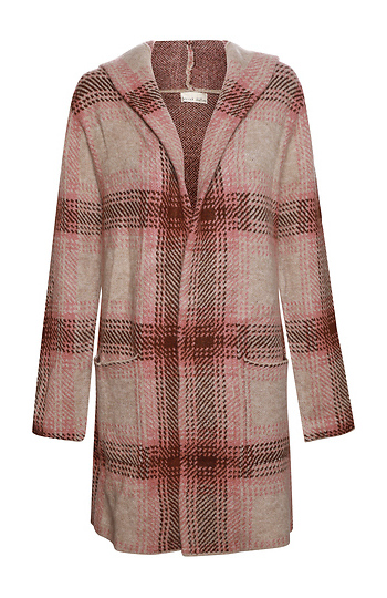 Plaid Knit Coat Slide 1