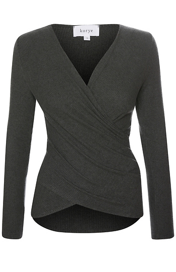Wrap Brushed Ribbed Top Slide 1