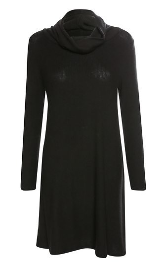 Cowl Neck Ribbed Dress Slide 1