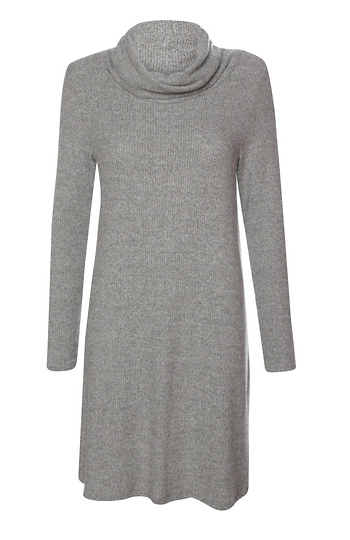 Cowl Neck Ribbed Dress Slide 1
