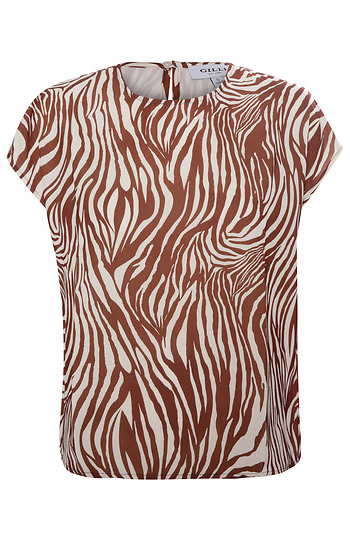 Short Sleeve Zebra Print Top Slide 1