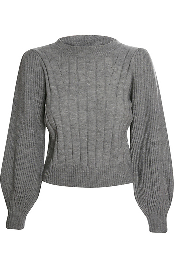 Cropped Puff Sleeve Sweater Slide 1