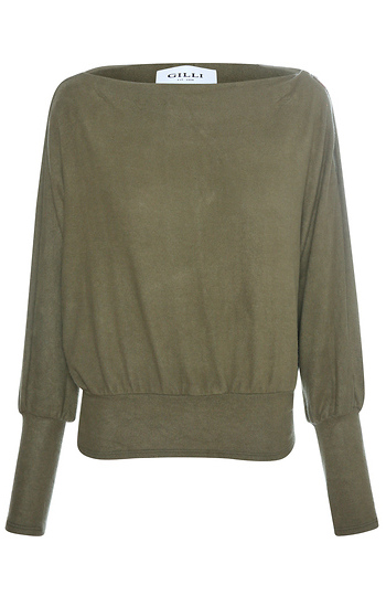 Long Sleeve Boat Neck Shoulder Zipper Top Slide 1