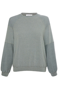 Long Sleeve Crew Neck Fabric Block Top Slide 1