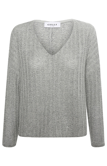 V-Neck Knit Long Sleeve Slide 1