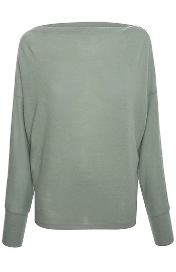 Katie Zipped Boat Neck Brushed Knit Top Slide 1
