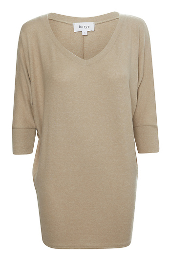 V-Neck 3/4 Sleeve Brushed Top Slide 1