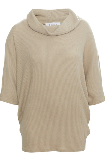 Cowl Neck 3/4 Sleeve Brushed Top Slide 1