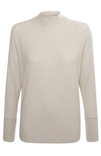 Mock Neck Brushed Ribbed Top Slide 1