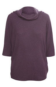 Cowl Neck 3/4 Sleeve Brushed Top Slide 1
