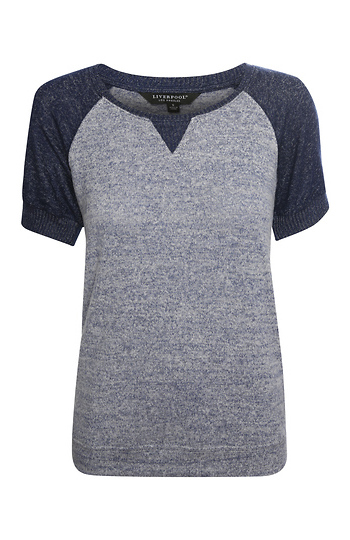 Liverpool Short Sleeve Raglan Knit Top Slide 1