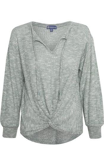Democracy Tie Front Long Sleeve Top Slide 1