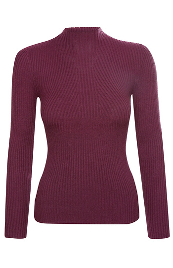 Mock Neck Ribbed Long Sleeve Top Slide 1