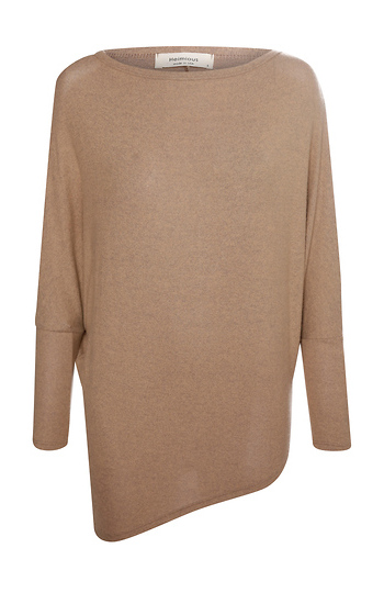 Long Sleeve Brushed Asymmetrical Hem Top Slide 1