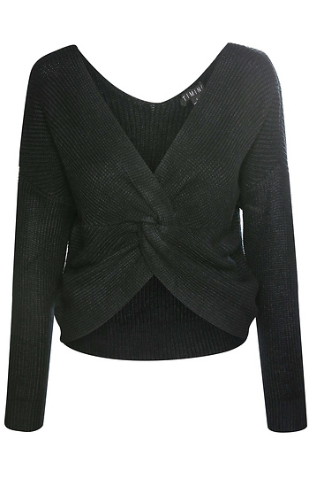 Front Knot Cropped Sweater Slide 1