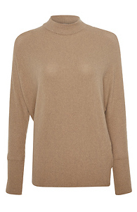 Mock Neck Brushed Ribbed Top Slide 1