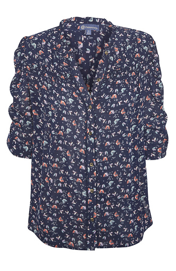 Democracy Button Down Print Top Slide 1