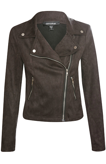Faux Suede Moto Jacket Slide 1