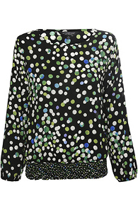 Liverpool Polka Dot Puff Sleeve Top Slide 1