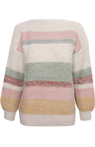 Boat Neck Striped Fuzzy Sweater Slide 1