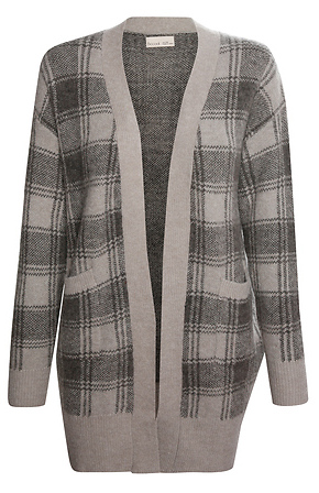 Plaid Sweater Cardigan in Heather Grey 