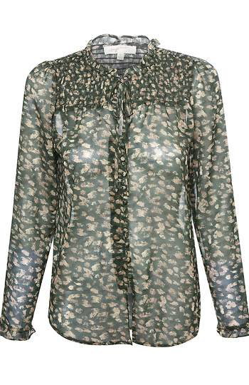 Smocked Leopard Blouse Slide 1