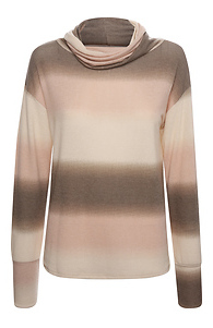 Cowl Neck Ombre Striped Pullover Slide 1
