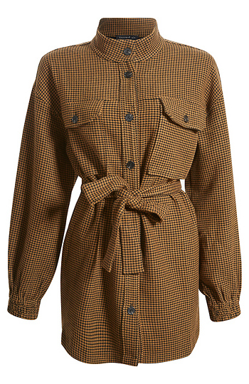 Houndstooth Oversized Jacket with Belt Tie Slide 1