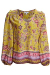 Floral & Geo Print V Neck Blouse