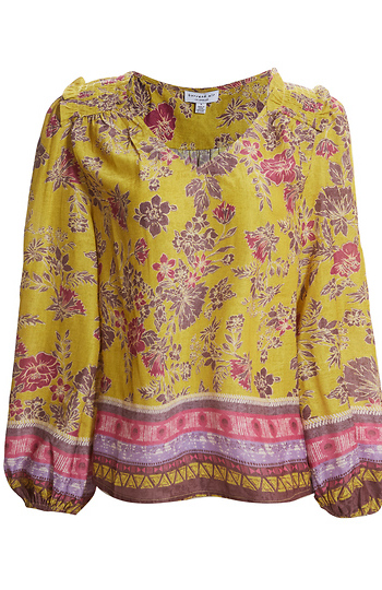Floral & Geo Print V Neck Blouse Slide 1