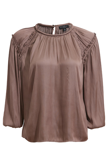 Long Sleeve Blouse with Ruffle Detail Slide 1
