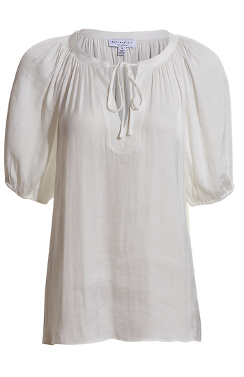 Split Neck Tie Blouse Slide 1