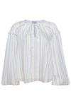 Split Neck with Self Tie Long Bell Sleeve Blouse