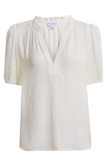 Ruffled Split Neck Blouse Slide 1