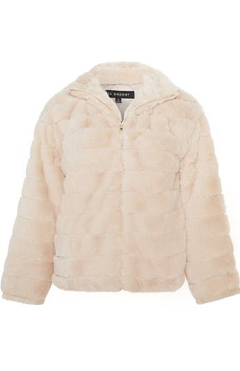 Long Sleeve Faux Fur Jacket Slide 1