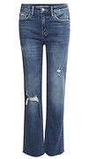 Mid Rise Distressed Raw Hem Ankle Straight