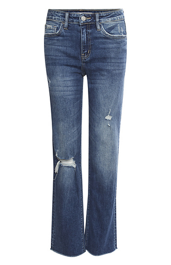 Mid Rise Distressed Raw Hem Ankle Straight Slide 1