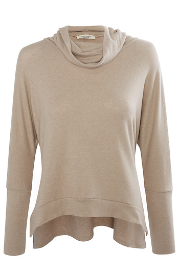 Cowl Neck Brushed Long Sleeve Top Slide 1