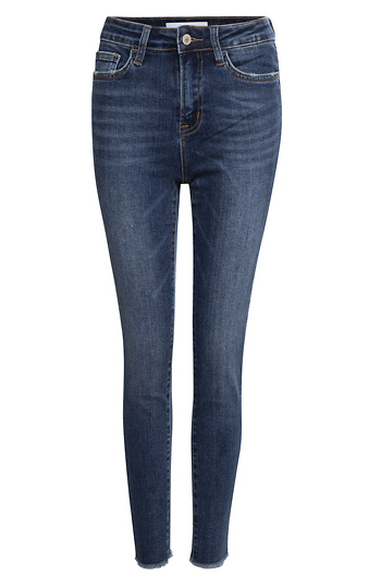 High Rise Raw Hem Crop Denim Slide 1