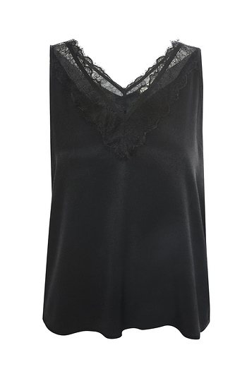 Sleeveless Lace Trim Tank Slide 1