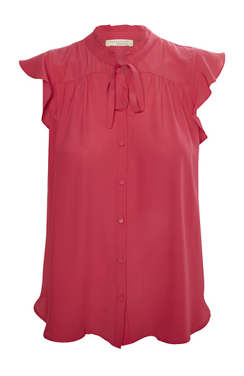 Button Down Flutter Sleeve Top Slide 1