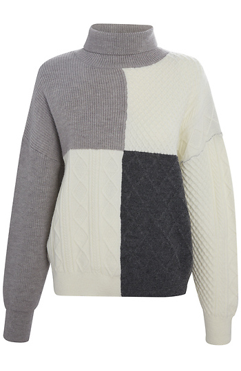 Turtle Neck Color Block Sweater Slide 1